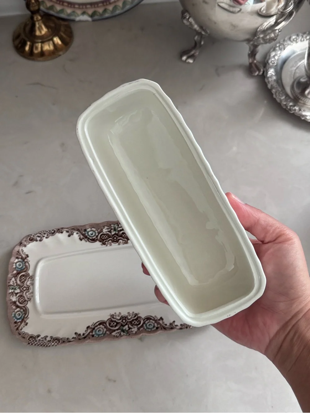 Vintage Johnson Bros Heritage Hall StaffordShire England Butter Dish